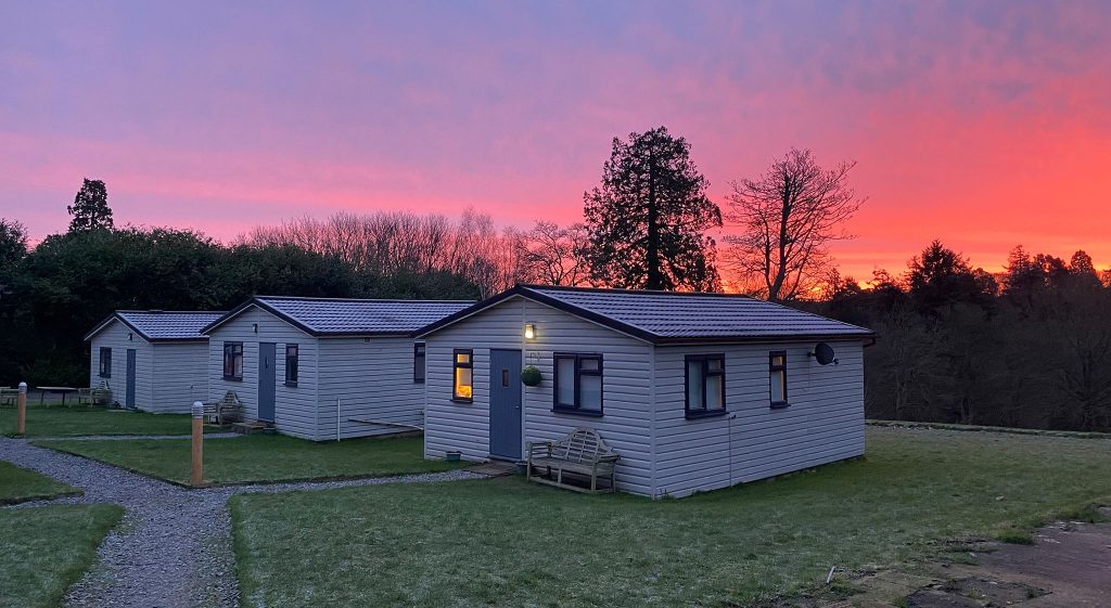 Holiday lodges at Bedgebury Park in Kent.
